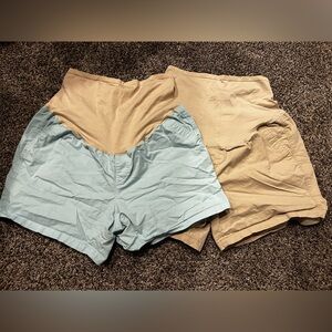 Old Navy size 12 maternity shorts khaki and light teal